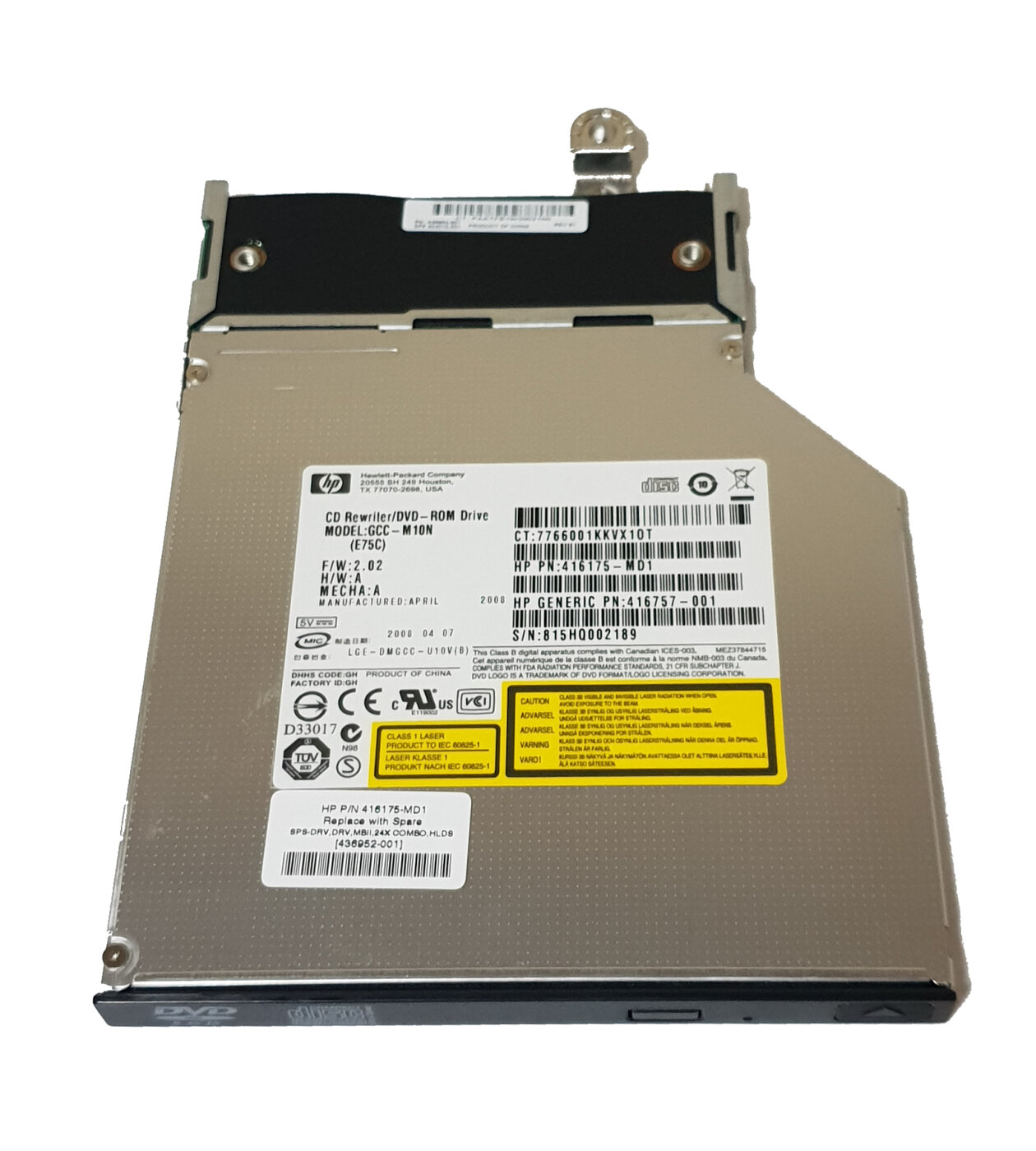 Оптический привод HP DVD slim Kit 9.5mm DL320 G5p/G6 (and others 4 bay HDD cage) GCC-M10N 416757-001 416175-MD1 436952-001 451688-B21