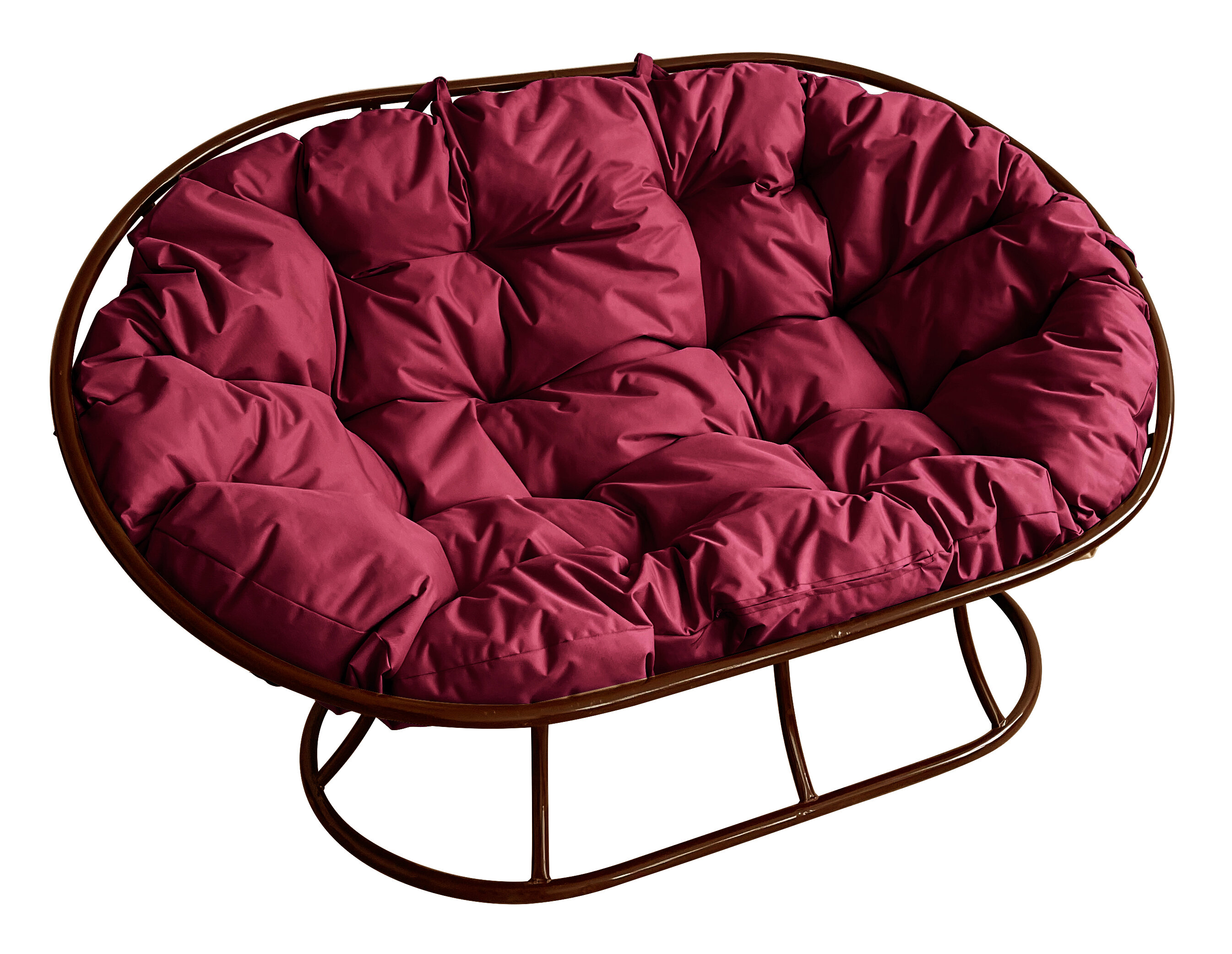 Диван мамасан коричневый, бордовая подушка
