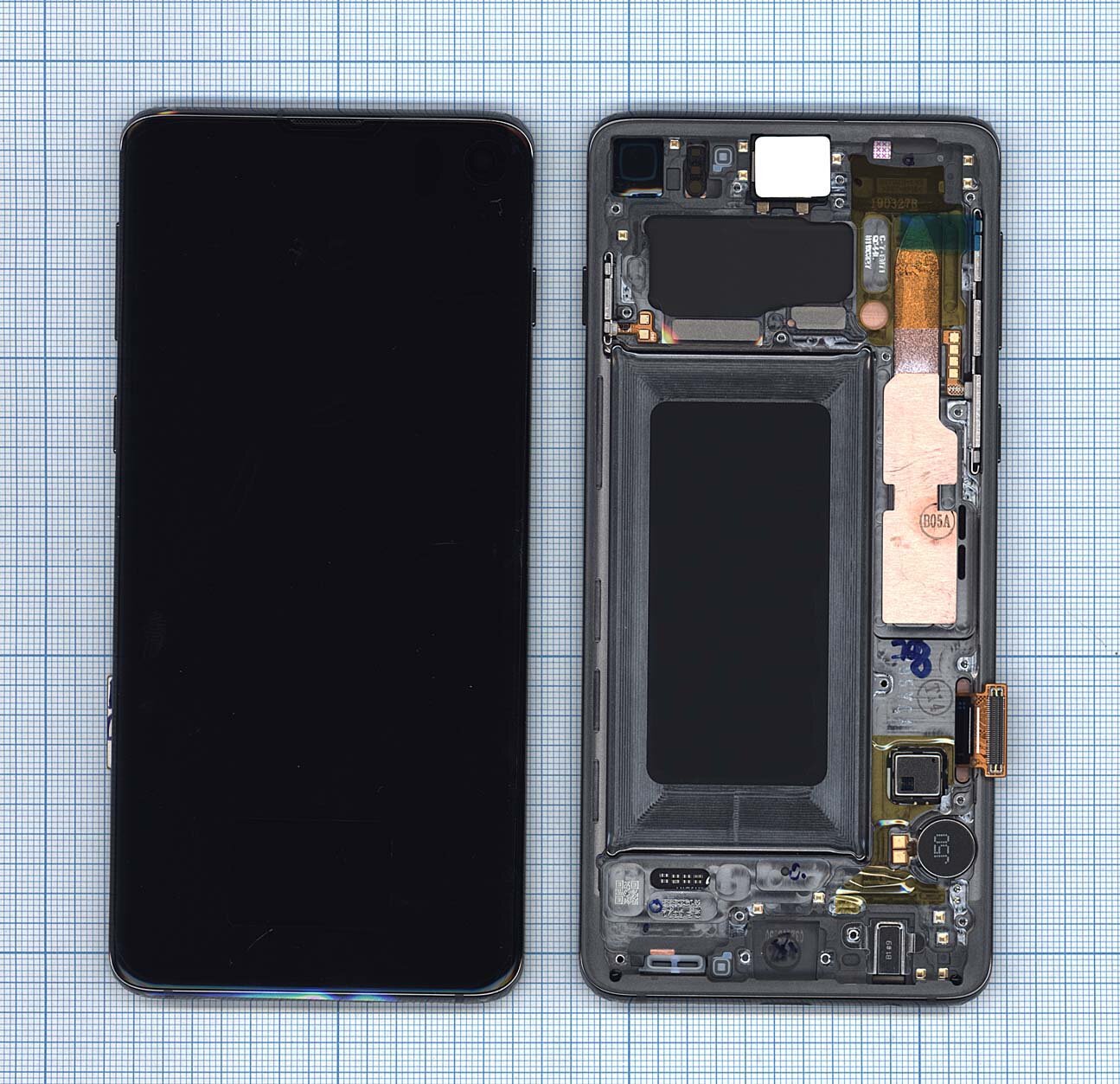 Дисплей для Samsung Galaxy S10 SM-G973F в сборе с тачскрином и рамкой черный