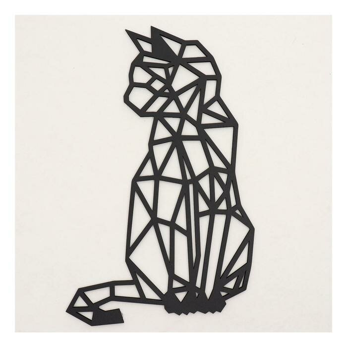 фото Декоративное панно деревянное "Котик" 24х39(42х42)см