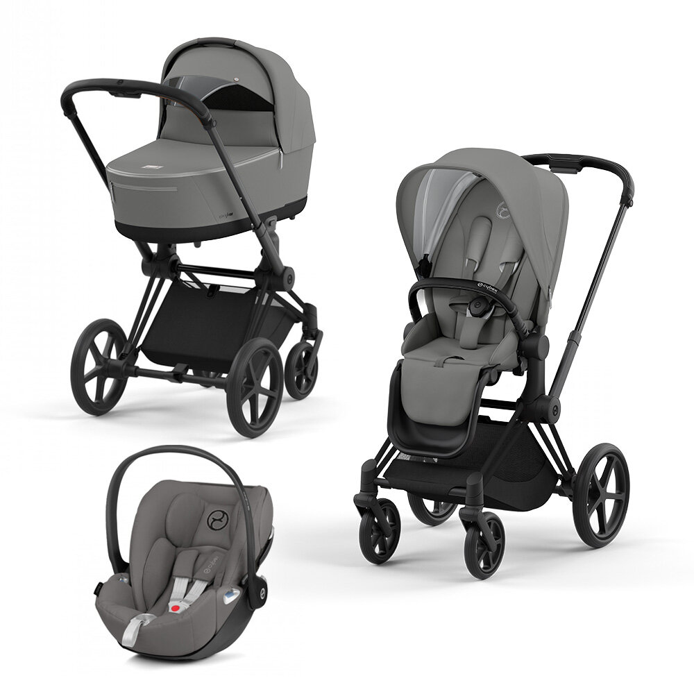 Коляска 3в1 Cybex Priam IV Soho Grey, шасси matt/black