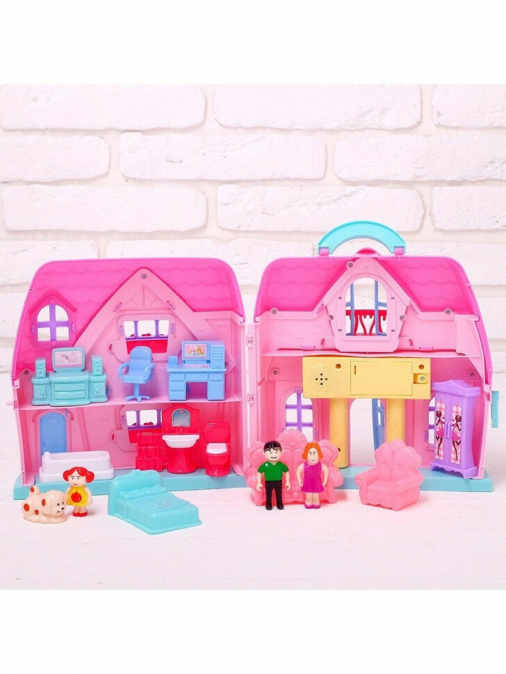 Дом для кукол Семья С фигурками и аксессуарами С эффектами Детский игровой набор Игровой домик