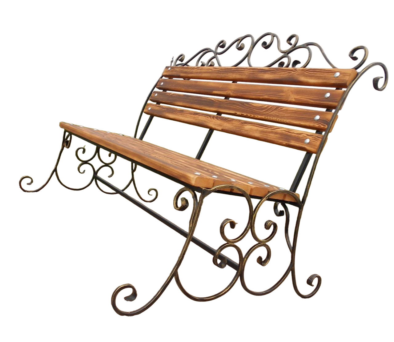 Кованая скамейка садовая, металлическая скамья, лавочка для дачи МА-17 - фотография № 3