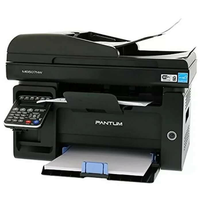    Pantum M6607NW, P/C/S/F (with handset), Mono laser, 4, 22 ppm (max 20000 p/mon), 600 MHz, 1200x1200 dpi, 256 MB RAM, ADF35, paper tray 150 pages, USB, LAN, WiFi, start. cartridge 1600 pages