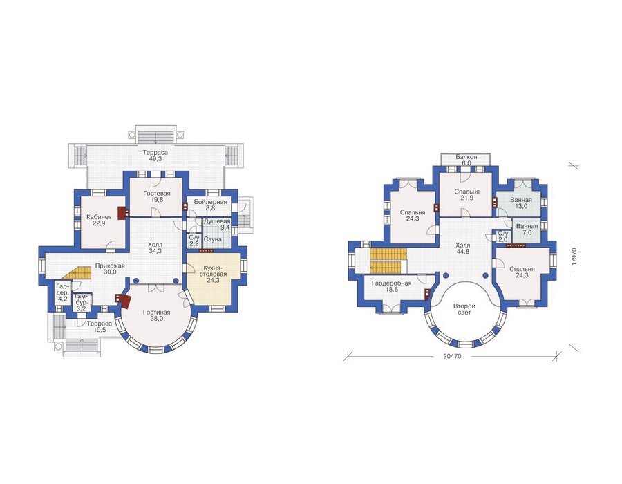 Проект дома Plans-36-79 (352 кв.м, поризованный кирпич 640мм) - фотография № 2