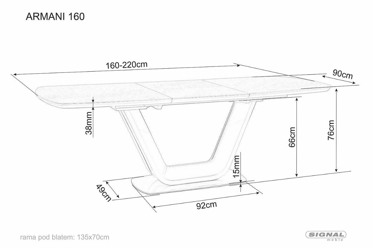 Стол обеденный Signal ARMANI Ceramic 160 раскладной (белый/черный мат) - фотография № 11