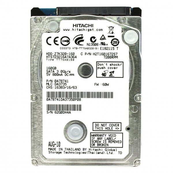 Жесткий диск Hitachi HTS723216A7A364 160Gb 7200 SATAII 25" HDD