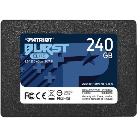 SSD диск PATRIOT MEMORY PATRIOT 2.5" Burst Elite 240 Гб SATA III NAND 3D PBE240GS25SSDR