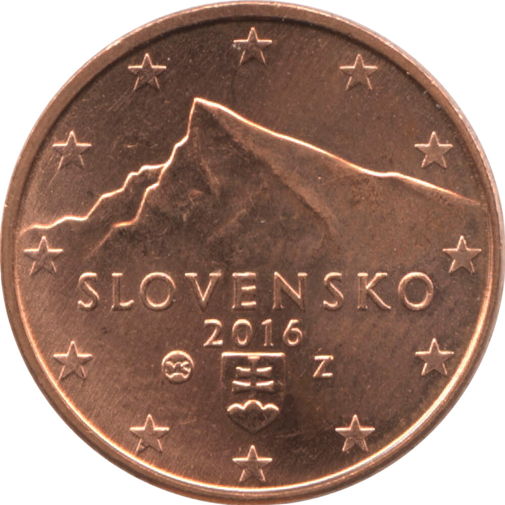 Монета номиналом 1 евроцент Словакия 2016