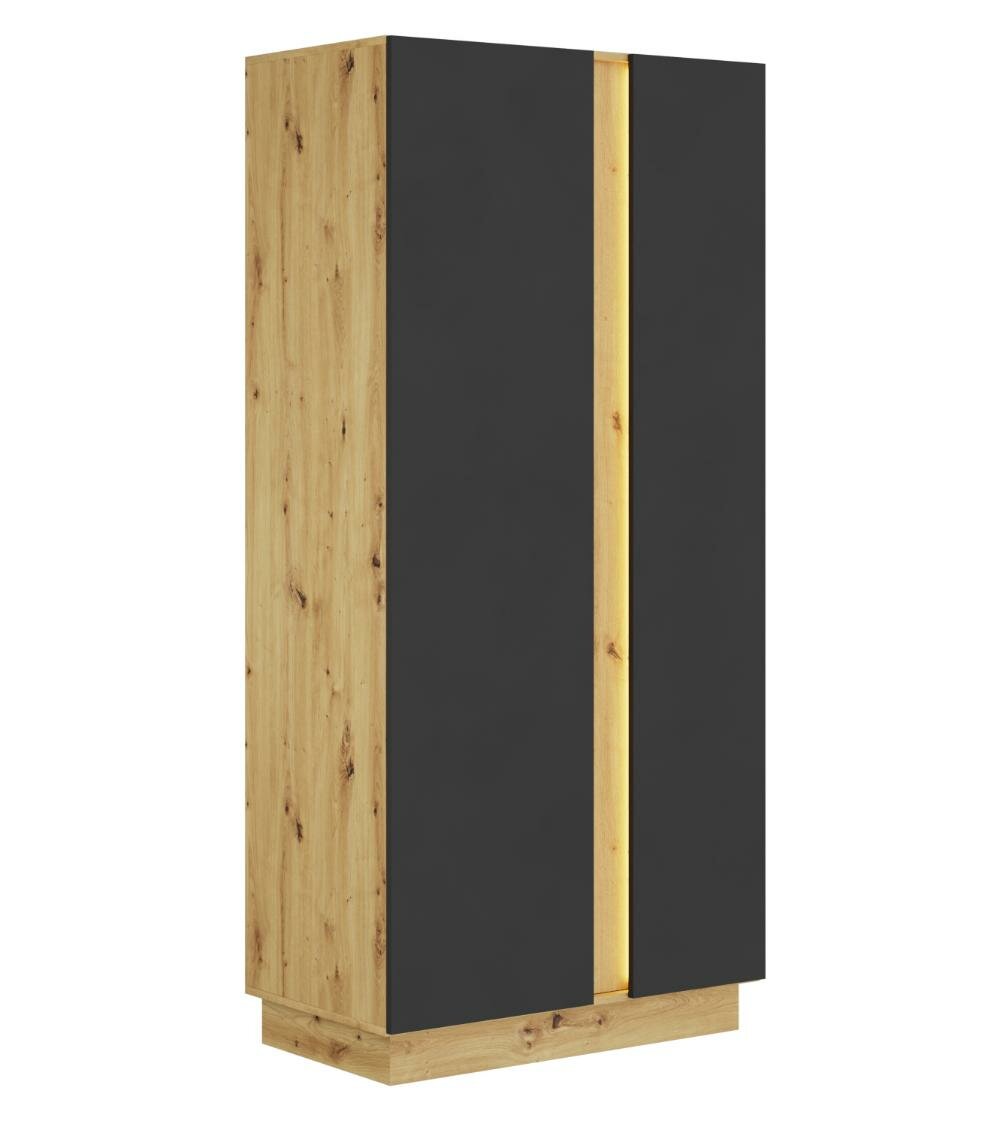 фото MODO шкаф двухдверный Дуб Артизан / Чёрный Матовый