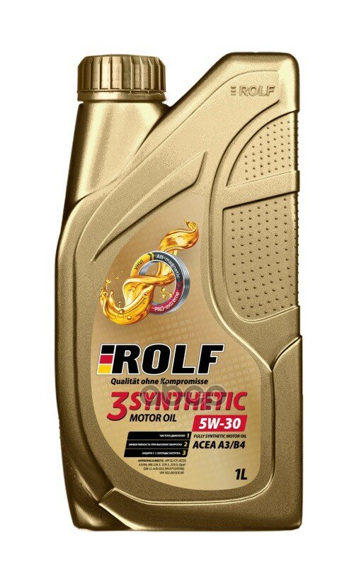 ROLF Масло Моторное Синтетическое "Rolf 3-Synthetic 5W30 Acea A3/B4" 1Л Пластик