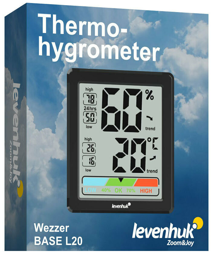 Термогигрометр Levenhuk Wezzer BASE L20 / датчик температуры и влажности, цифровой Комнатный мини-гигрометр, домашняя метеостанция - фотография № 2