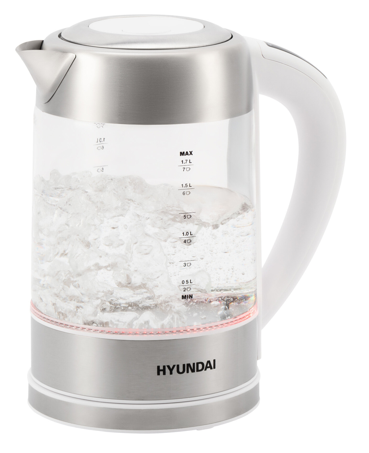 Чайник электрический Hyundai HYK-S5807 белый/серебристый, стекло - фотография № 13