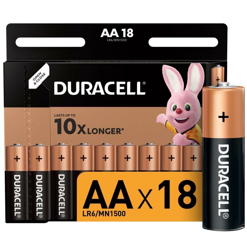 Элемент питания алкалиновый LR6-18BL BASIC (блист.18шт) Duracell Б0014448 ( 1упак. )