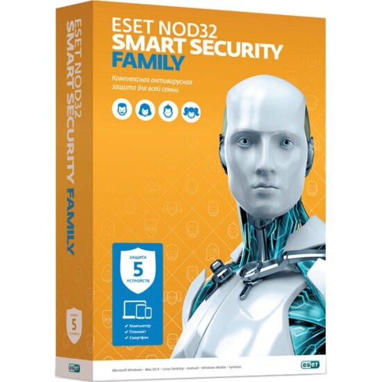 Антивирус ESET NOD32 Smart Security Family 1 год на 5 устройств