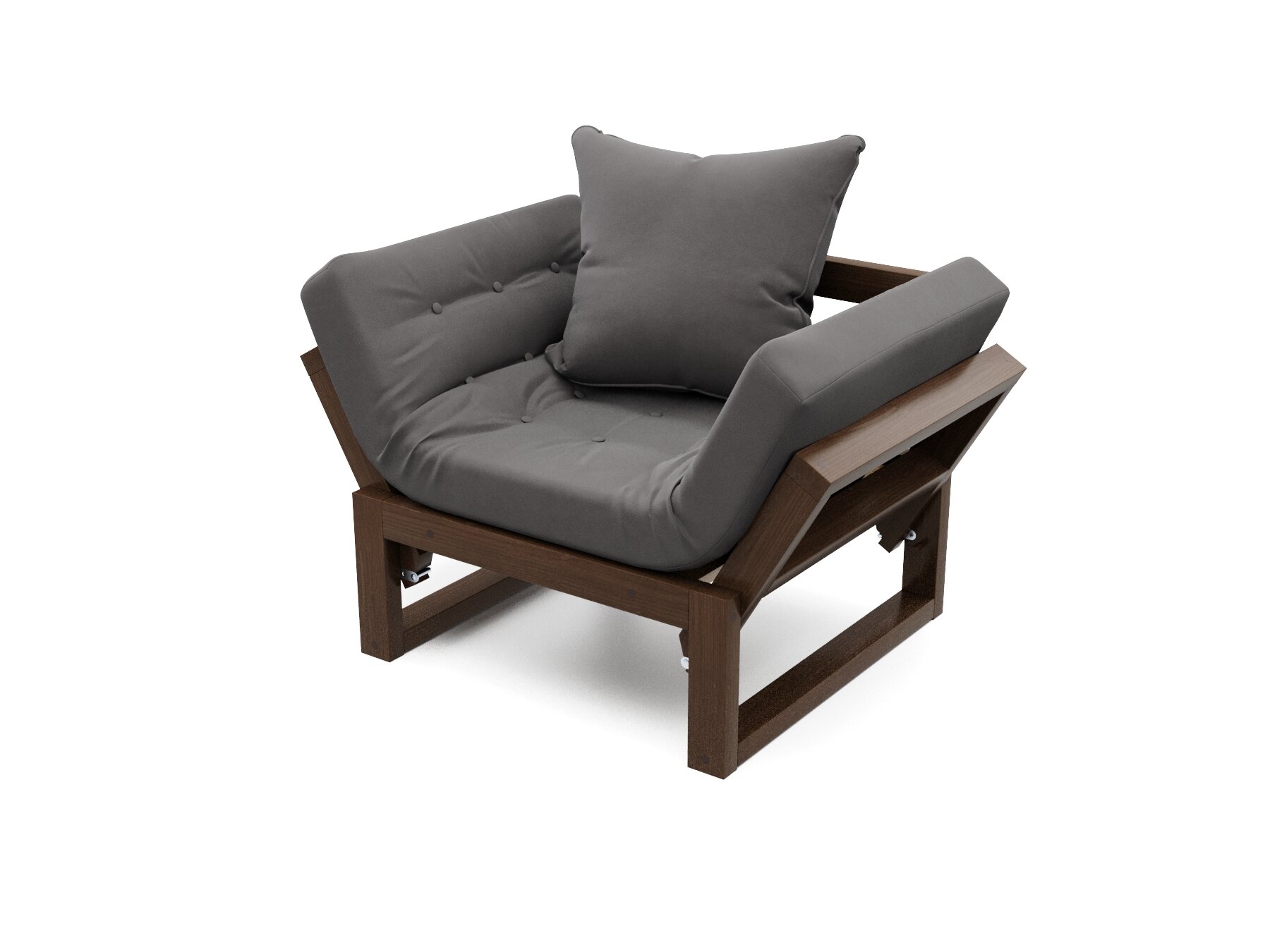 Кресло амбер, серый-орех, велюр, деревянное, мягкое, для дачи, для кафе и бара, на веранду, в террасу, для бани