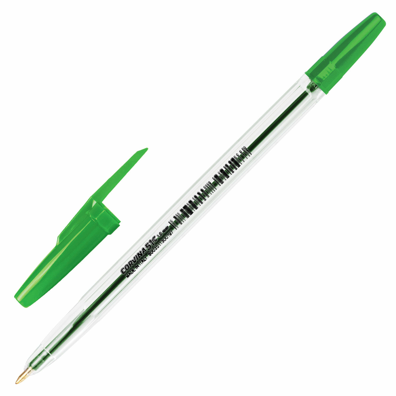 Ручка шариковая CORVINA "51 Classic", зеленая, корпус прозрачный, узел 1 мм, линия письма 0,7 мм, 40163/04
