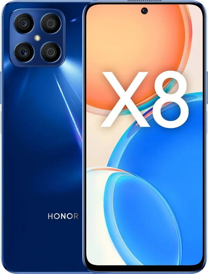 Смартфон HONOR X8 6/128 ГБ, cиний океан (RU)