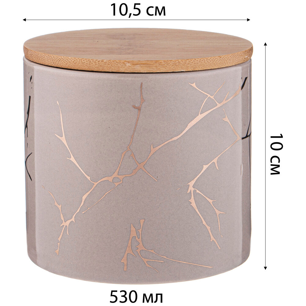 Банка для сыпучих продуктов Lefard "Золотой мрамор" 580мл 10.5х10см, керамика (155-704) - фотография № 3