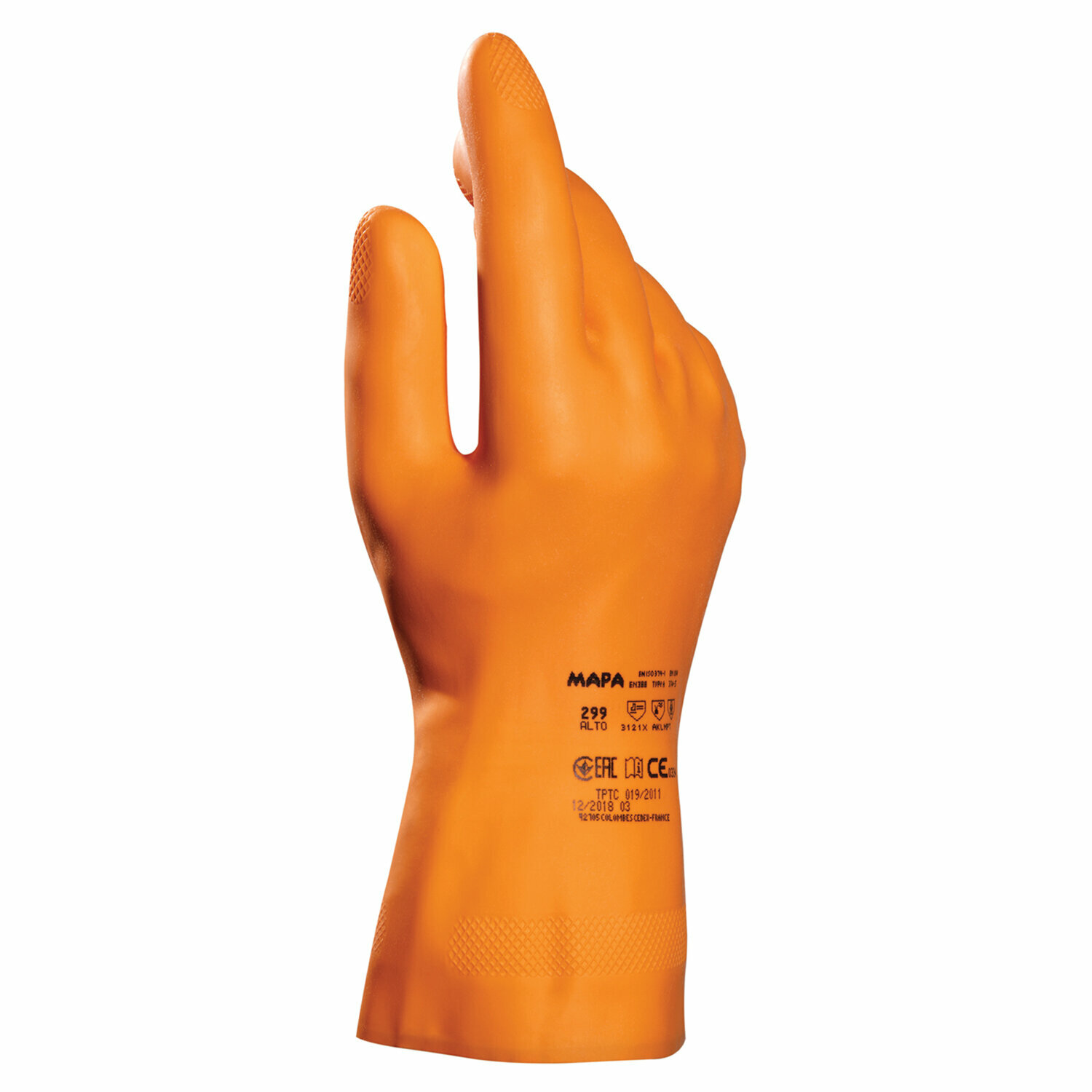 Перчатки латексные MAPA Industrial/Alto 299, хлопчатобумажное напыление, размер 7 (S), оранжевые. 606241 - фотография № 1