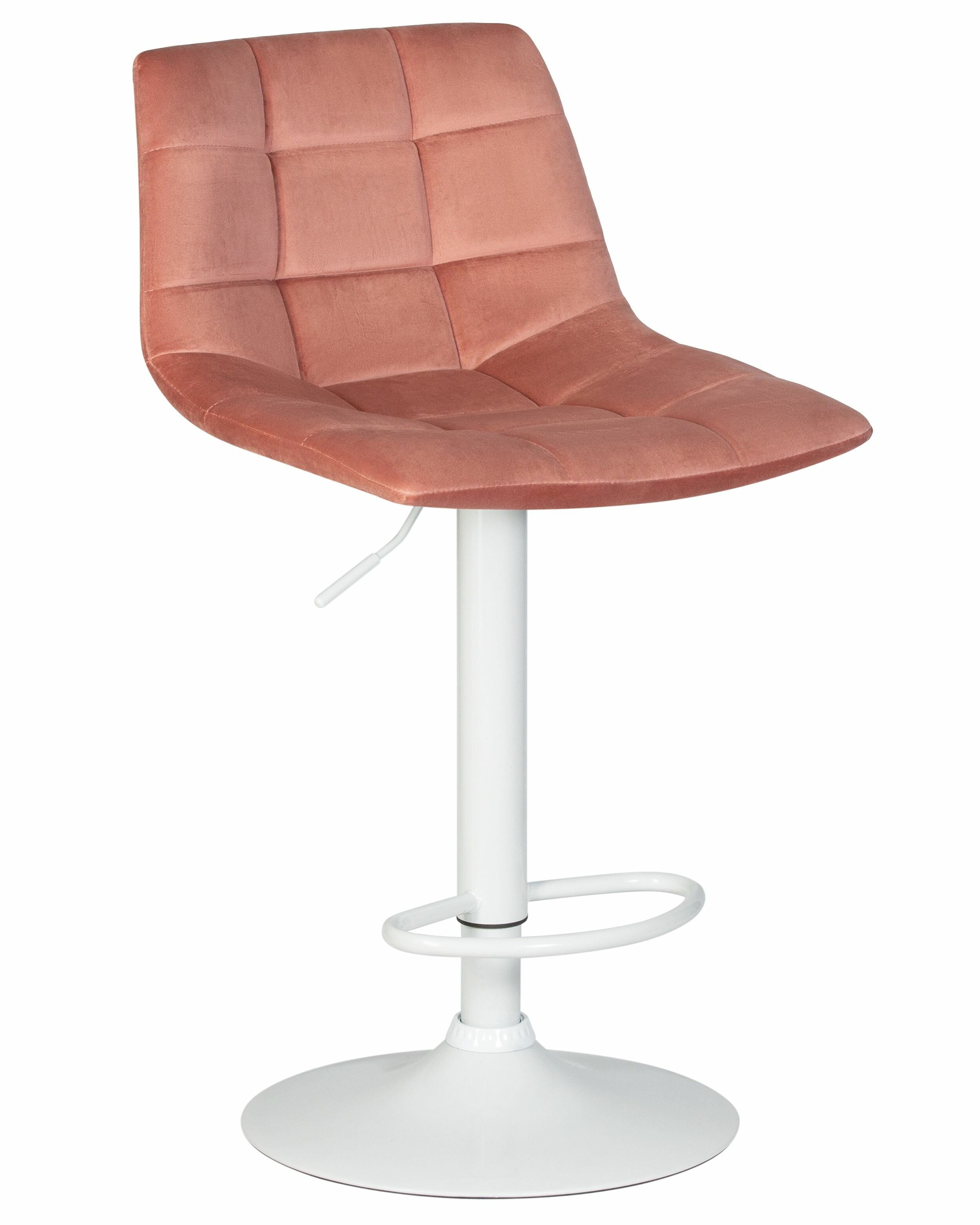 Стул барный Лого-М DOBRIN TAILOR WHITE сиденье пудрово-розовый велюр (MJ9-32), основание белый