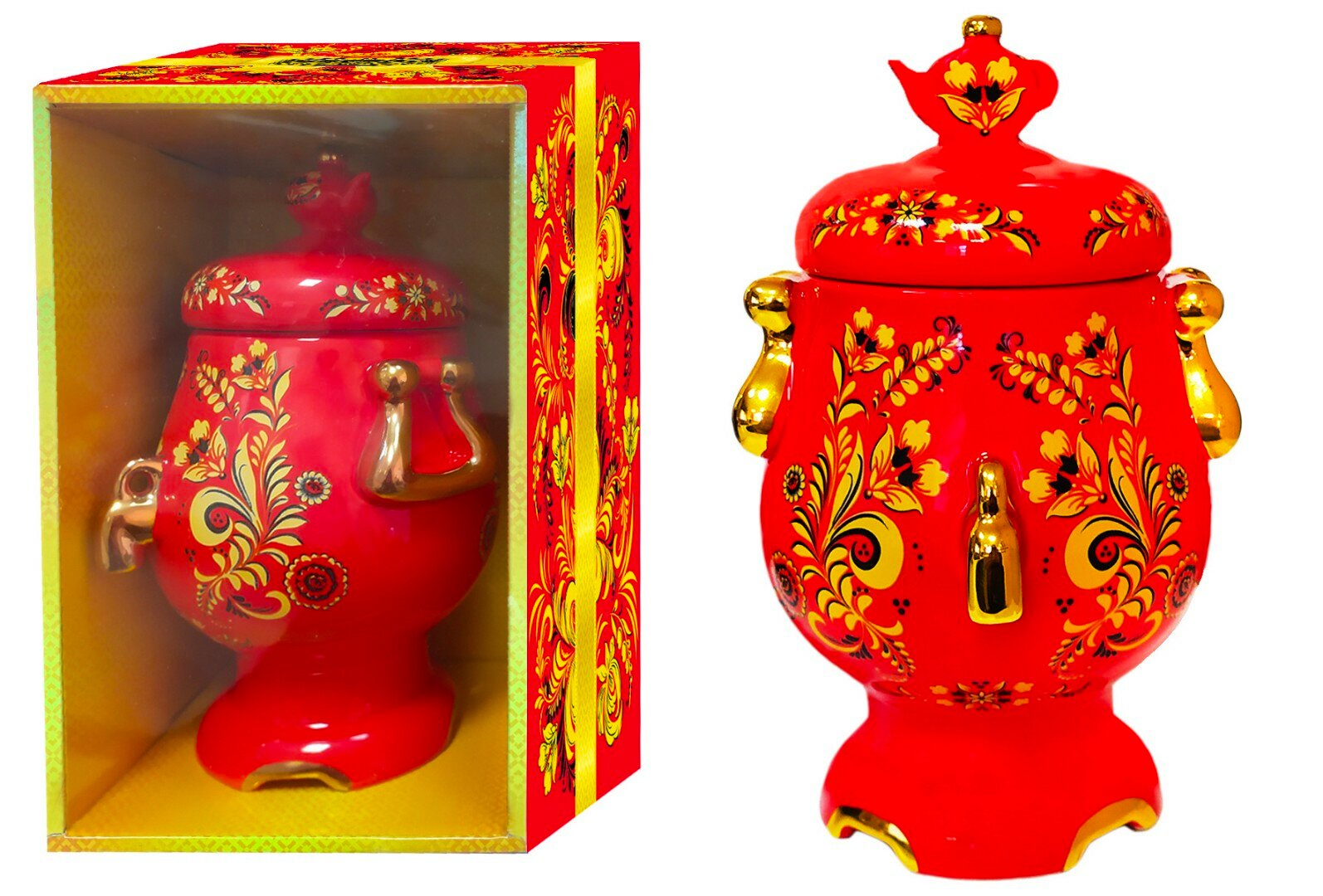 Чайница керамическая "Get&Joy" Самовар, красный (6660), 600мл. - фотография № 4
