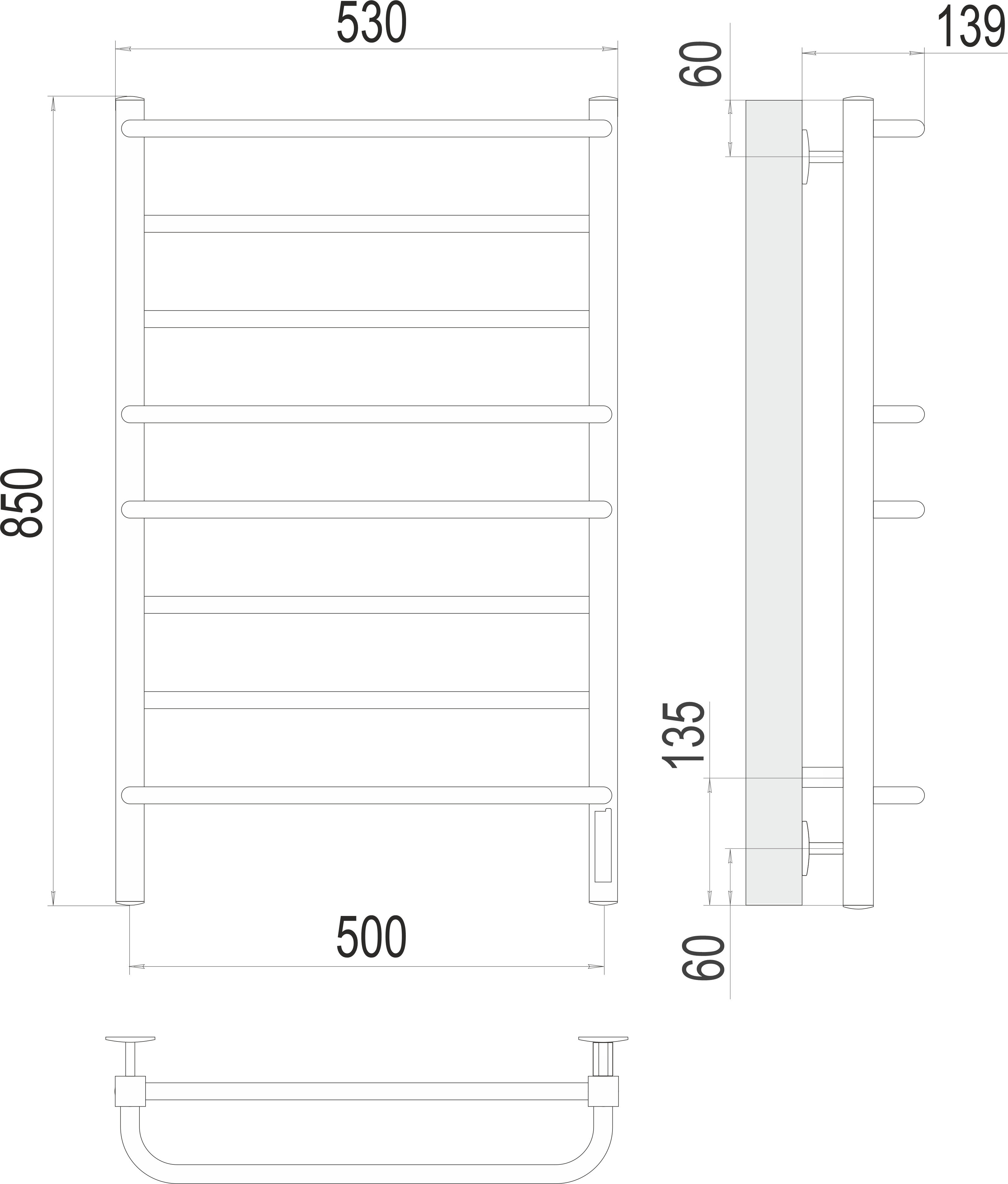 Полотенцесушитель электрический Terminus Евромикс П8 500x850 квадро, quick touch - фото №3