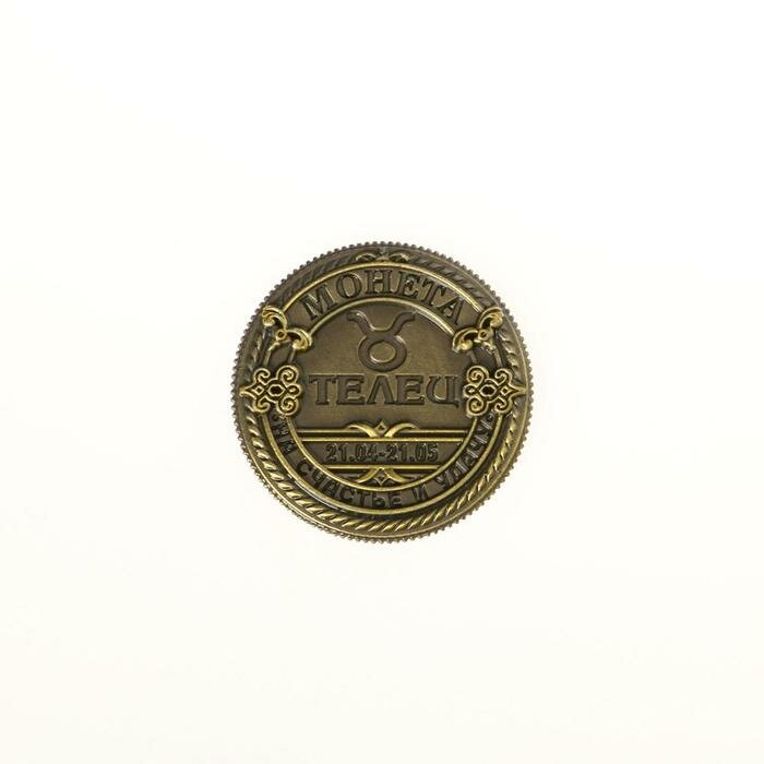 Монета знак зодиака «Телец», d=2,5 см - фотография № 4