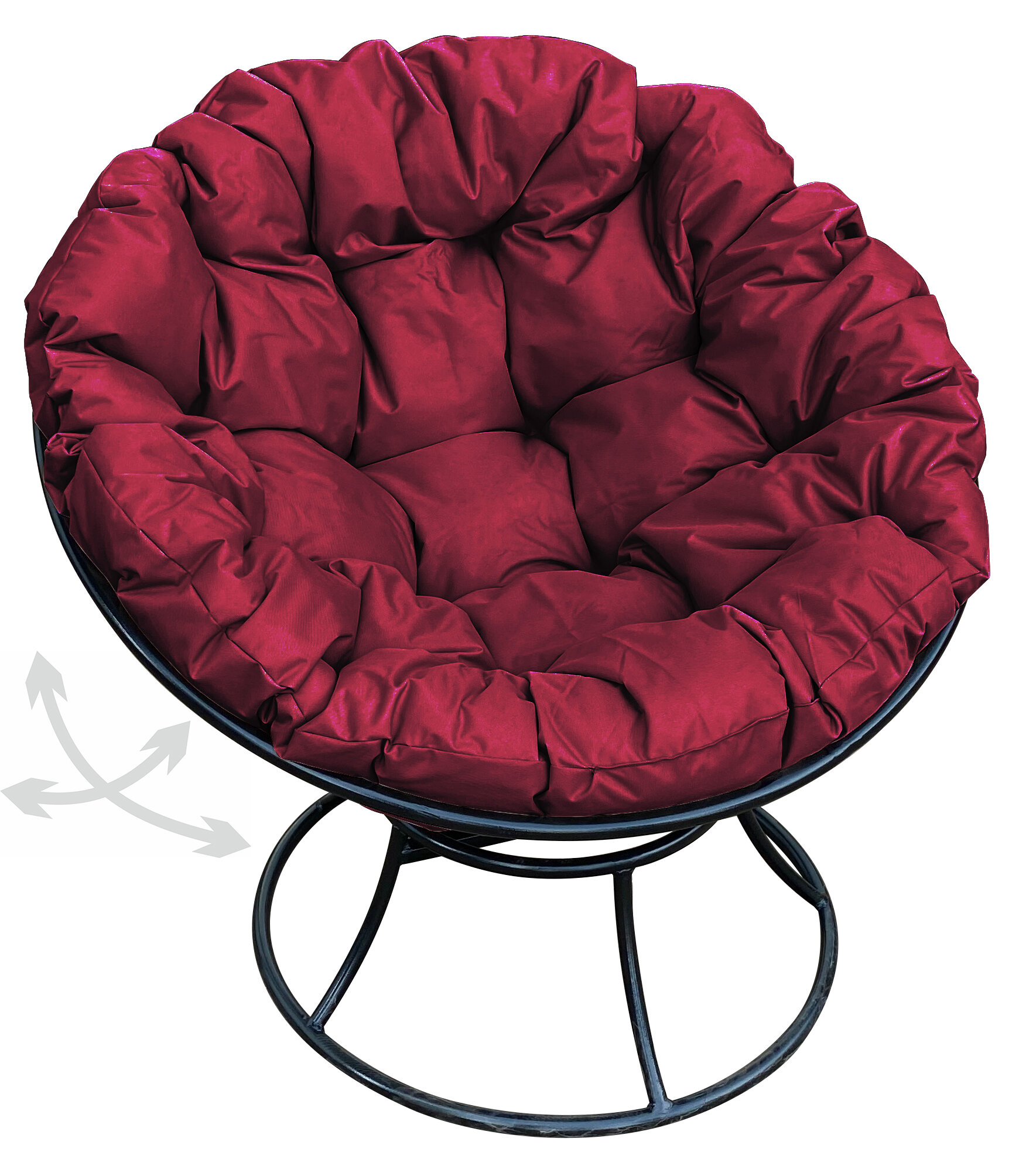 Кресло m-group папасан пружинка чёрное, бордовая подушка