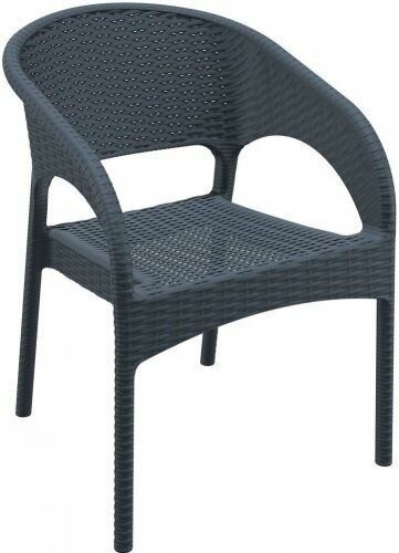 Кресло пластиковое плетеное ReeHouse Panama Антрацит - фотография № 2