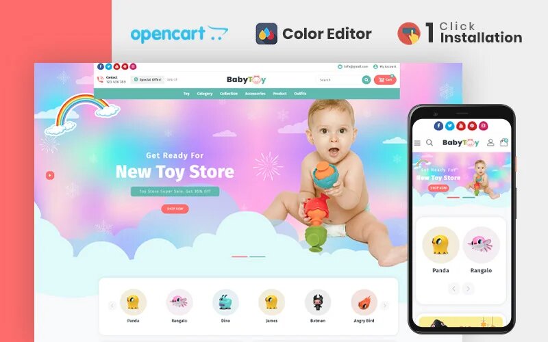 Шаблон OpenCart Babytoy Kids & Toys Store OpencartTheme