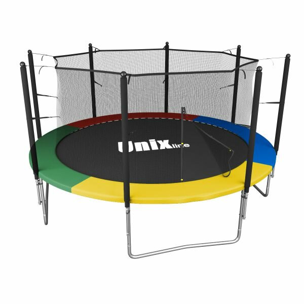 Батут спортивный UNIX line Simple 12 ft Color (inside) диаметр 366 см, 72 пружины, внутренняя защитная сетка