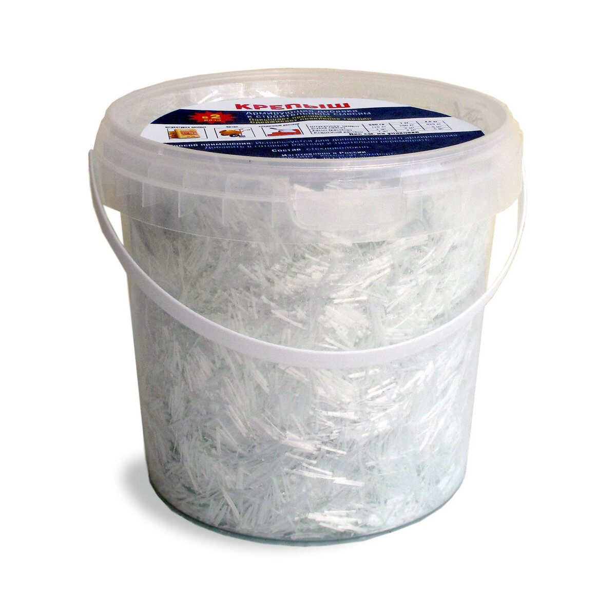 фото Фибра армирующая Крепыш, для штукатурных смесей и бетона, 1 кг