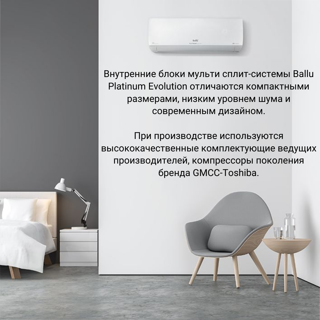 Инверторная мульти сплит-система BALLU на 2 комнаты (20 м2 + 35 м2) BA2OI-FM/out-18HN8/EU+BSUI-FM/in-07HN8/EU+BSUI-FM/in-12HN8/EU, белый - фотография № 3