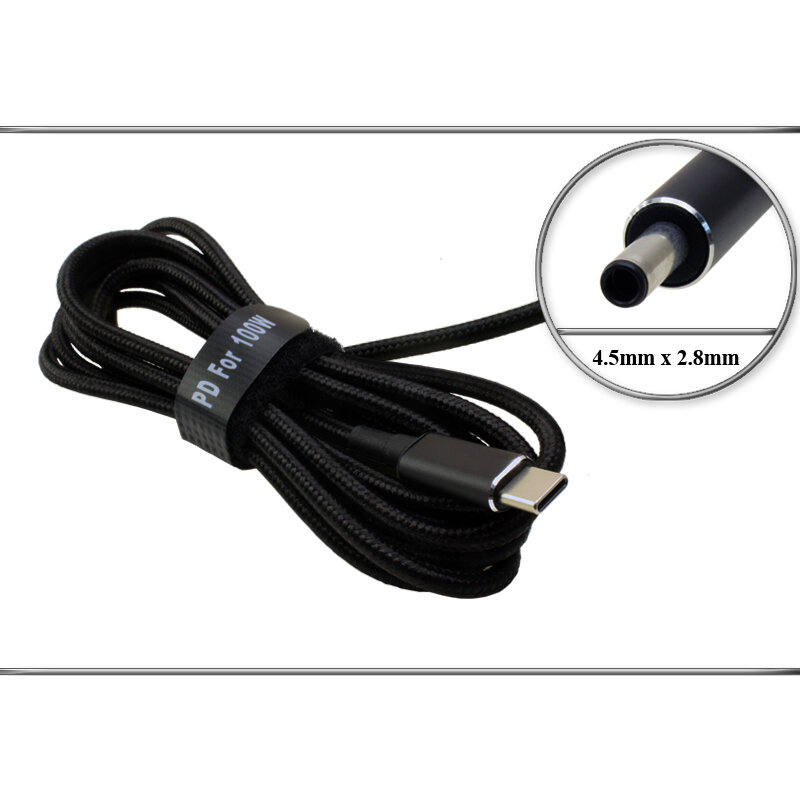 Переходник (конвертер) USB Type-C, male - 19V - 20V, 4.5mm x 2.8mm (3.0mm), кабель, для зарядки ноутбука Dell от адаптера (блока) питания или powerbank
