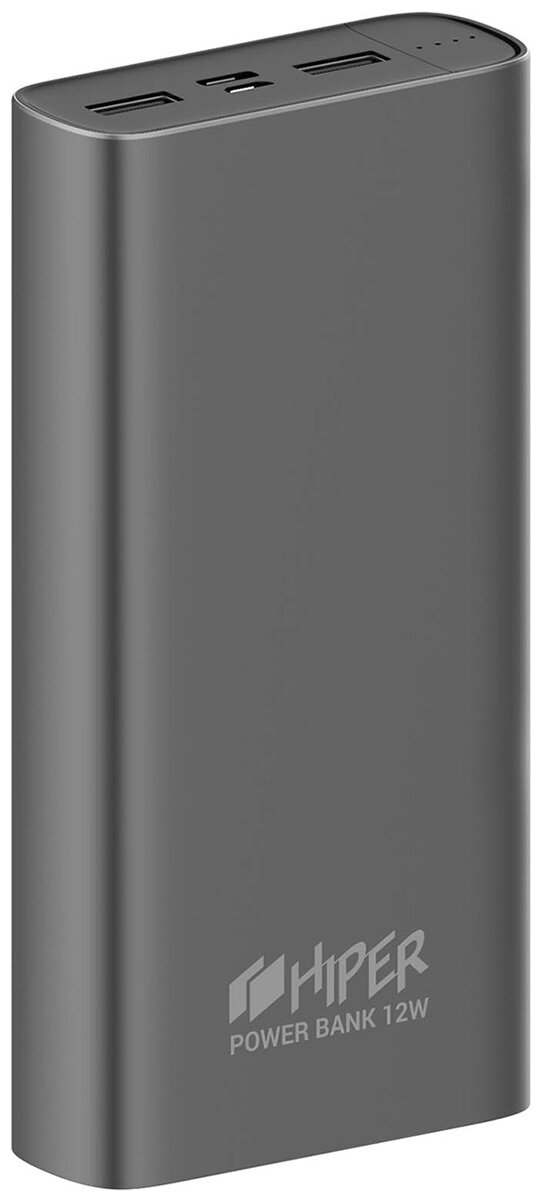 Внешний аккумулятор Hiper Metal20K 20000mAh 2.4A 2xUSB темно-серый (METAL 20K SPACE GRAY)