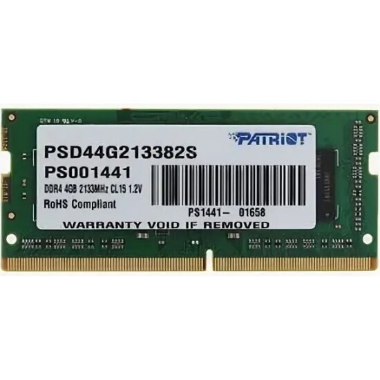 Оперативная память PATRIOT MEMORY Patriot SO-DIMM DDR4 4Gb 2133MHz pc-17000 PSD44G213382S