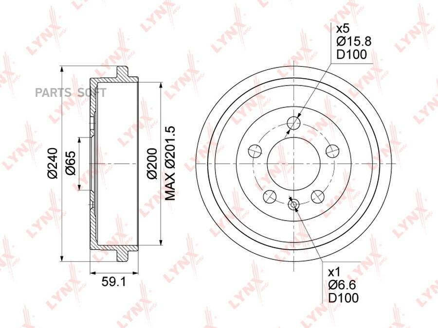 Барабан тормозной (200x51) LYNXAUTO BM-1008 | цена за 1 шт