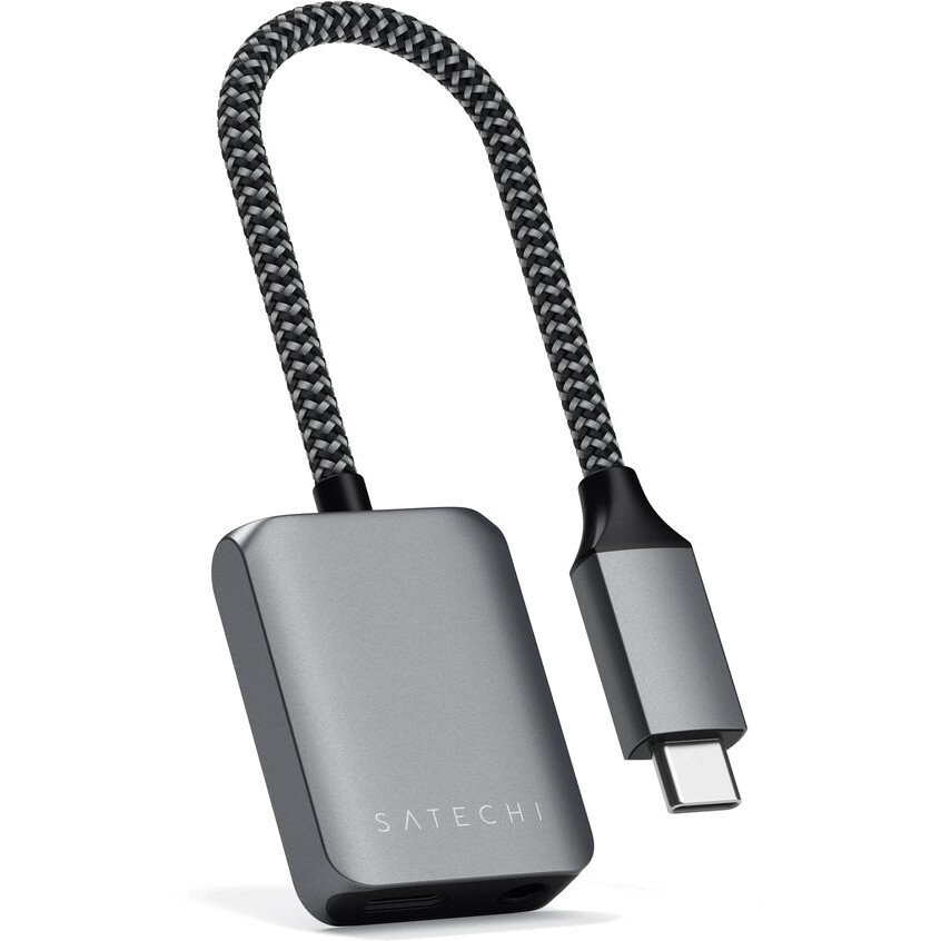 Адаптер Satechi USB-C to Audio PD Charger Adapter. Цвет: серый космос (ST-UCAPDAM)