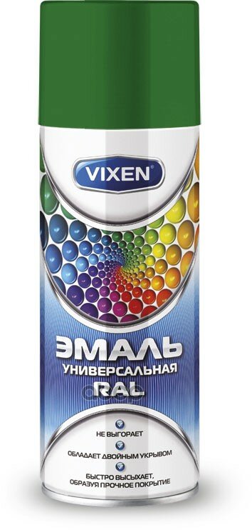 Эмаль Универсальная Ral Темнозеленый (Ral 6002) Аэрозоль 520 Мл Vixen Vx16002 Vixen арт. VX16002