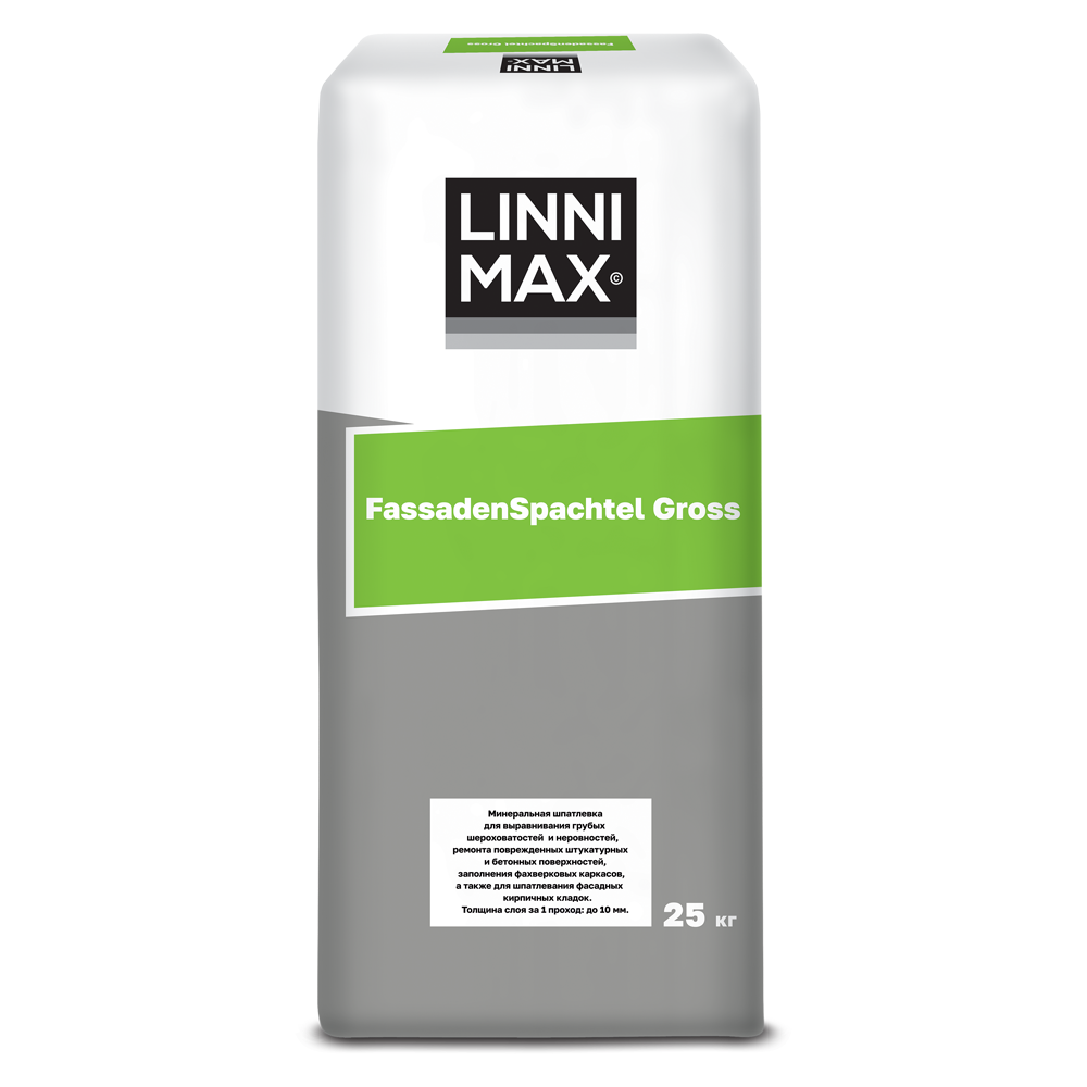 фото LINNIMAX (CAPAROL) FASSADENSPACHEL GROSS шпатлевка выравнивающая цементная для вн/нар бежевый 25 кг