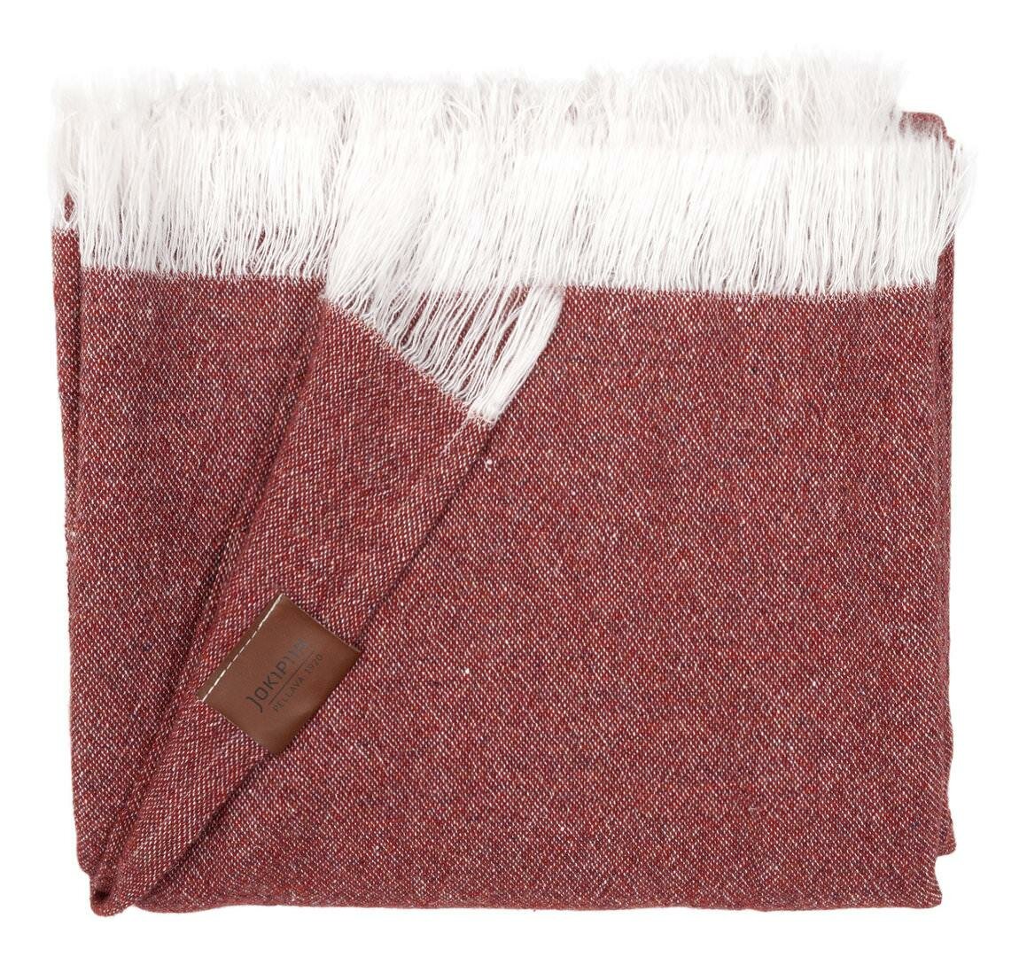 Плед Graniitti кирпично-красный шерсть со льном 130x170 - фотография № 1