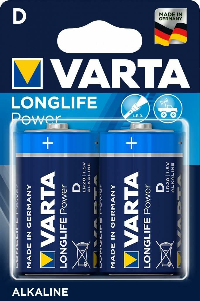 Varta LR20/D Longlife Power Alkaline BL2 4920, 2шт.