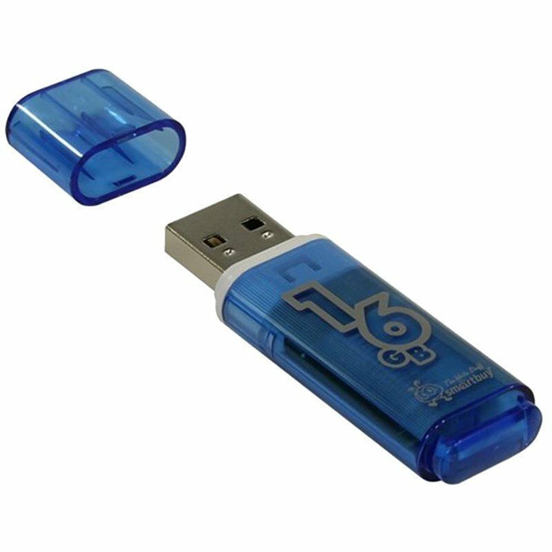 Память Smart Buy "Glossy" 16GB, USB 2.0 Flash Drive, голубой SB16GBGS-B