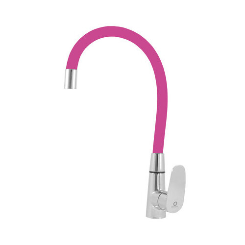 Смеситель кухонный RAV Slezak Amur 500, гибкий излив, розовый/хром AM719.5/10R