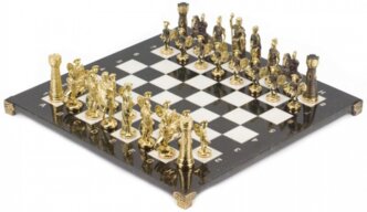 Шахматы "Римские" бронза мрамор (40x40см, вес 10кг)