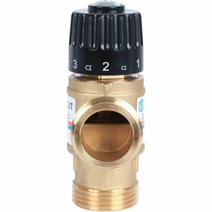 Термостатический смесительный клапан STOUT для систем отопления и ГВС 1" НР 20-43 ⁰С KV 1,6 м3/ч (арт. SVM-0120-164325)