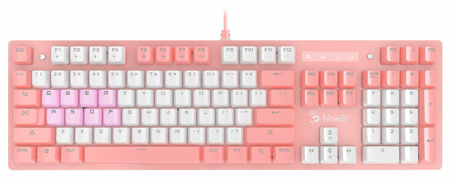 Клавиатура проводная A4Tech Bloody B800 Dual Color White LED бело-розовая