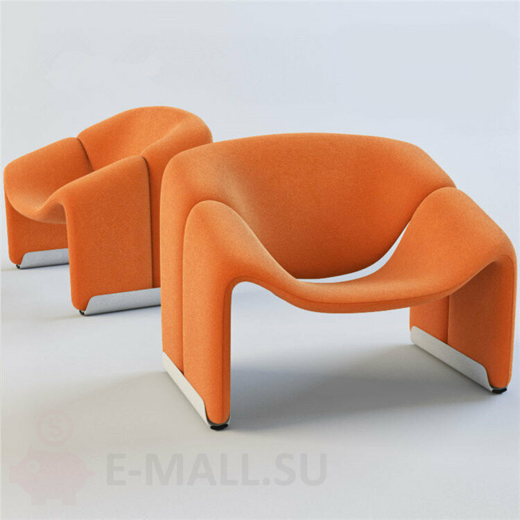М-образное кресло из стекловолокна в стиле Groovy Lounge Chair by Piere Paulin (Оранжевый)