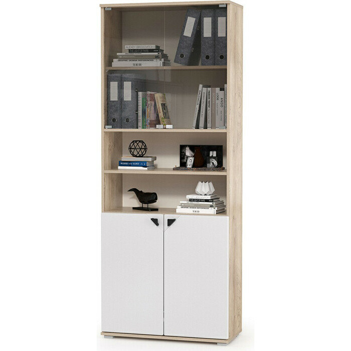 фото Шкаф Моби Бостон 13.156 дуб эндгрейн элегантный/фасады МДФ милк рикамо софт